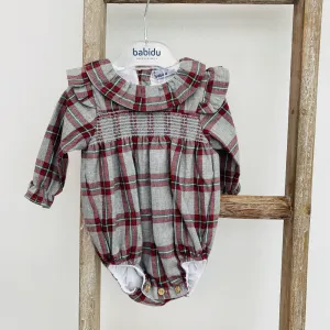 Babidu Christmas Grey Tartan Romper