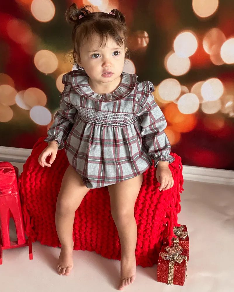 Babidu Christmas Grey Tartan Romper
