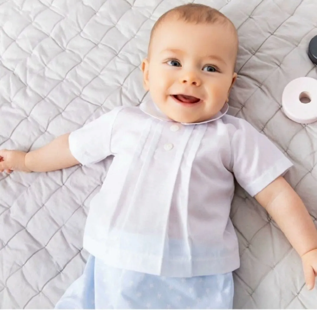 Baby Boys White Shirt & Blue Short Set