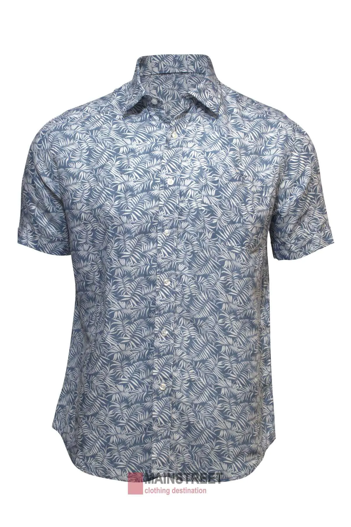 Back Bay Linen Print Short Sleeve Shirt