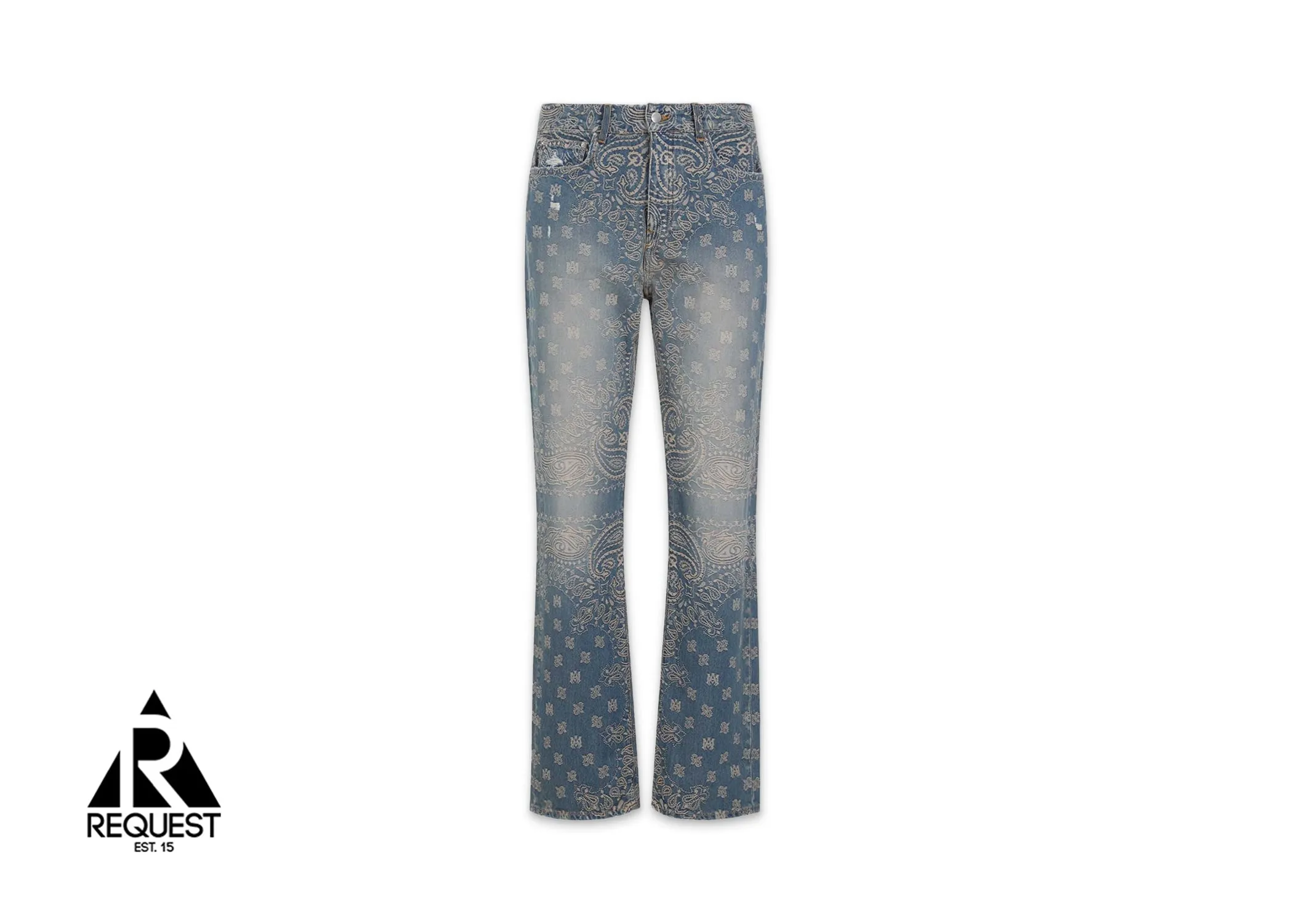 Bandana Jacquard Straight Leg Jeans "Blue"