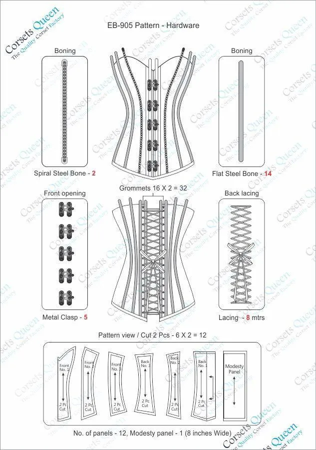 Bartlett Denim Overbust Steel Boned Corset