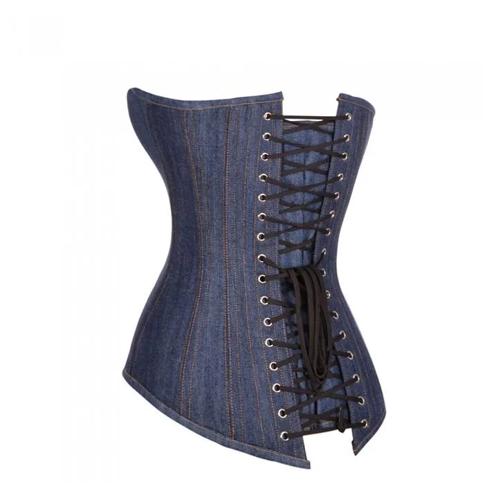 Bartlett Denim Overbust Steel Boned Corset