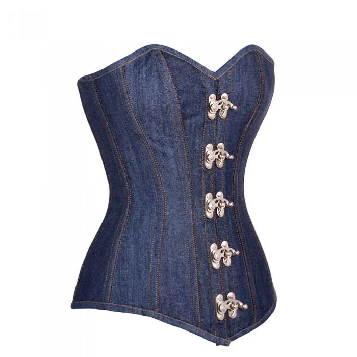 Bartlett Denim Overbust Steel Boned Corset