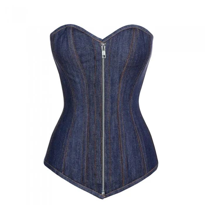 Bartlett Denim Overbust Steel Boned Corset