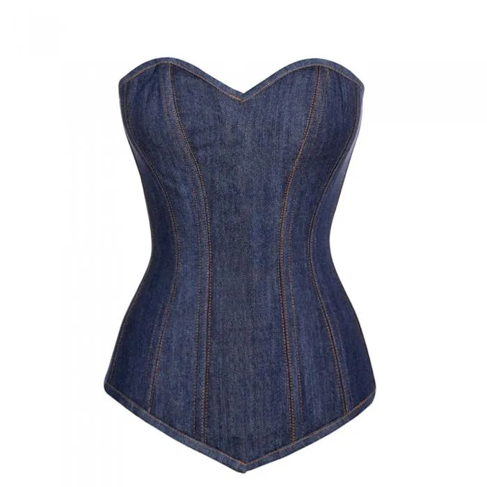 Bartlett Denim Overbust Steel Boned Corset