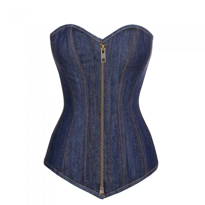 Bartlett Denim Overbust Steel Boned Corset
