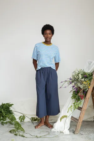 Bay-Sue Organic Cotton Top in Sea Blue and White Stripe