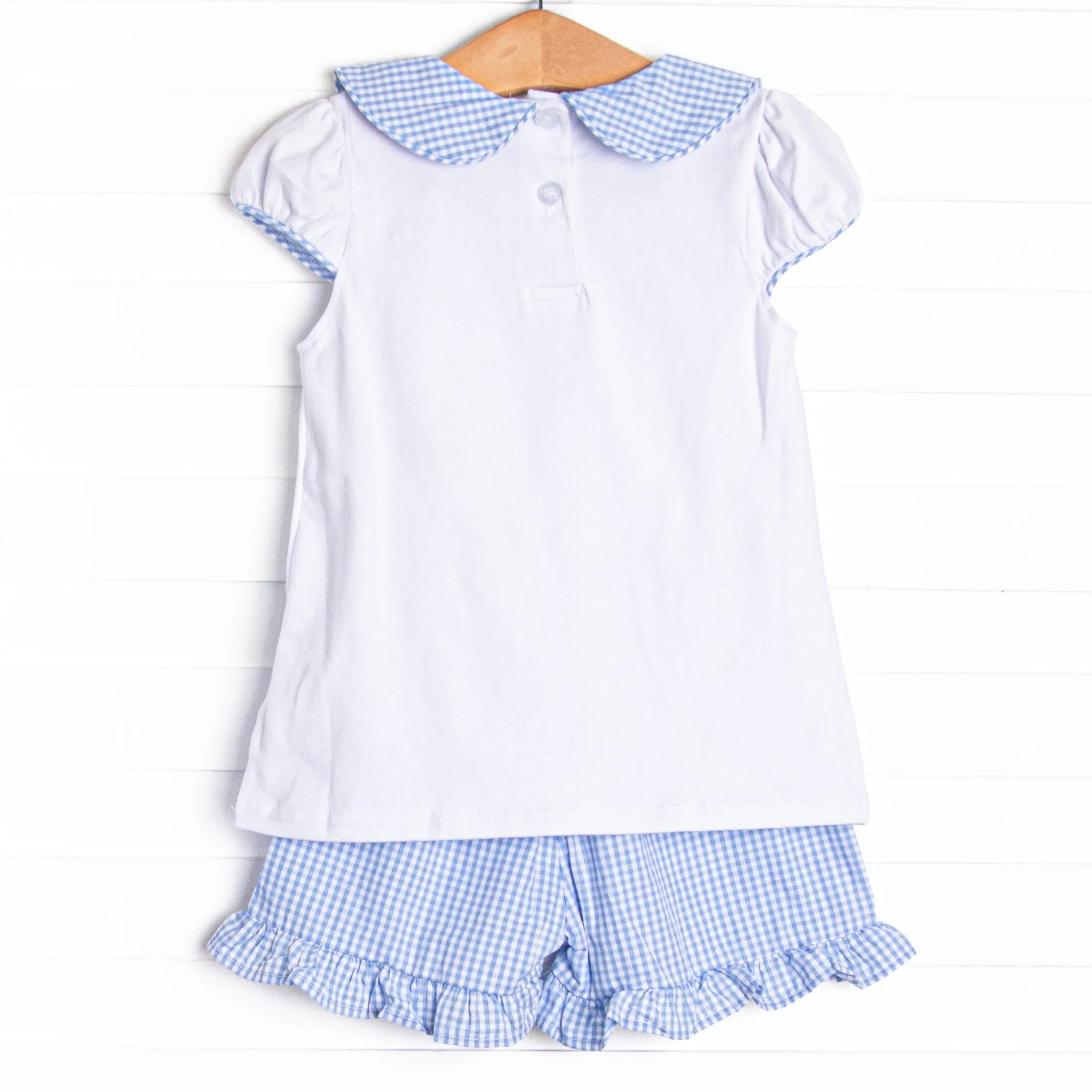 Berry Good Time Applique Ruffle Short Set, Blue