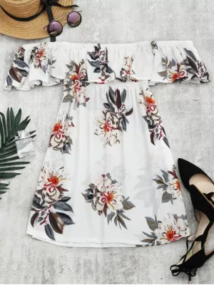 BerryBetty - Gorgeous Floral Print Flounce Hem Shift Dress