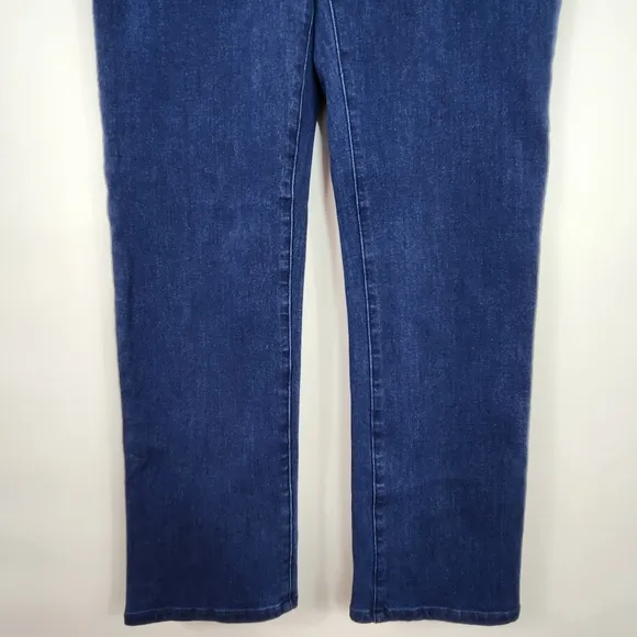 Betabrand Petite Straight Leg Yoga Denim Jeans 4-Pocket Dark Indigo Petite Large