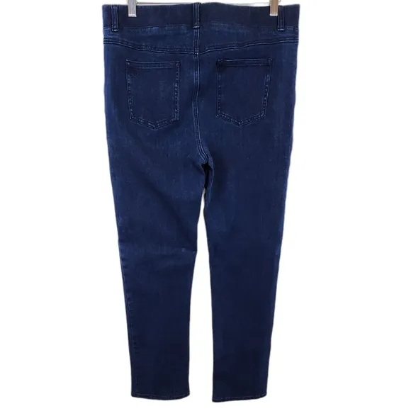 Betabrand Petite Straight Leg Yoga Denim Jeans 4-Pocket Dark Indigo Petite Large