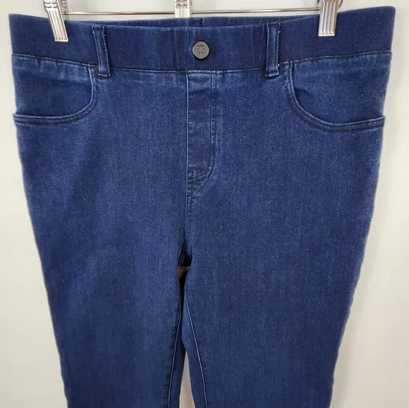 Betabrand Petite Straight Leg Yoga Denim Jeans 4-Pocket Dark Indigo Petite Large