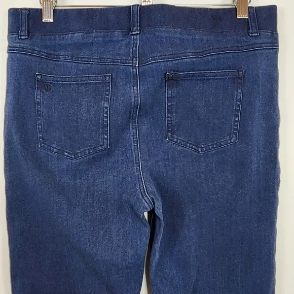 Betabrand Petite Straight Leg Yoga Denim Jeans 4-Pocket Dark Indigo Petite Large