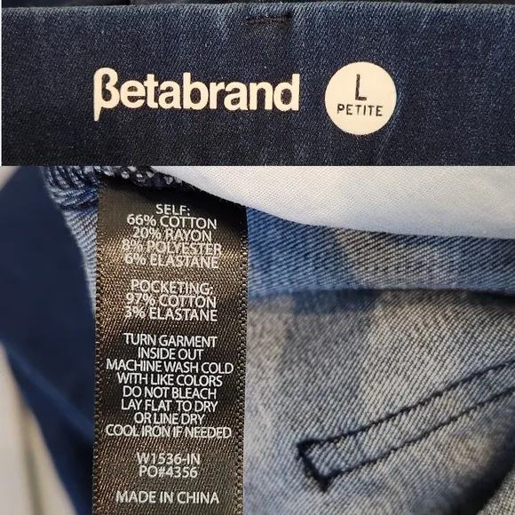 Betabrand Petite Straight Leg Yoga Denim Jeans 4-Pocket Dark Indigo Petite Large