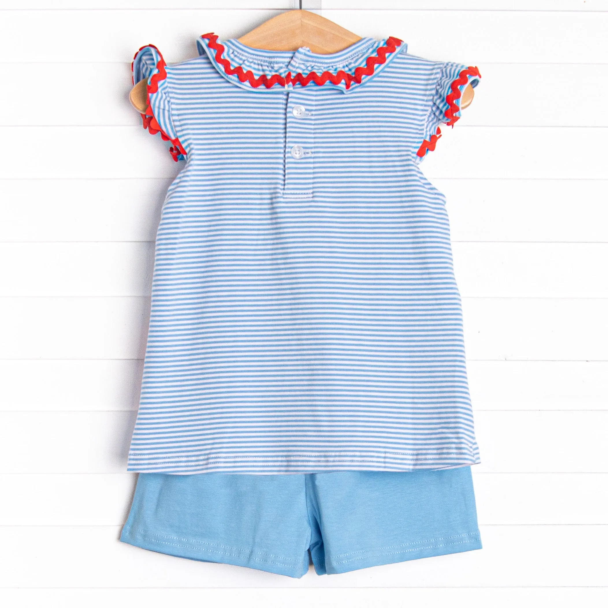 Big Time Learner Applique Short Set, Blue