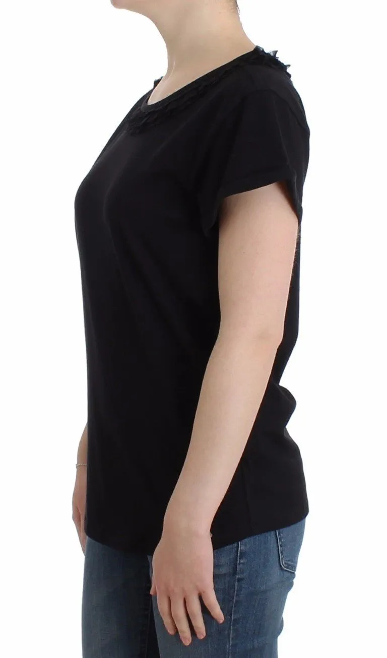 Black cotton shortsleeved top