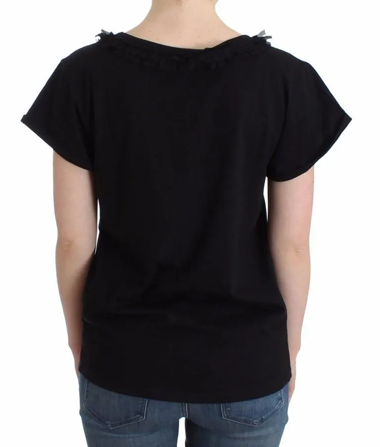 Black cotton shortsleeved top