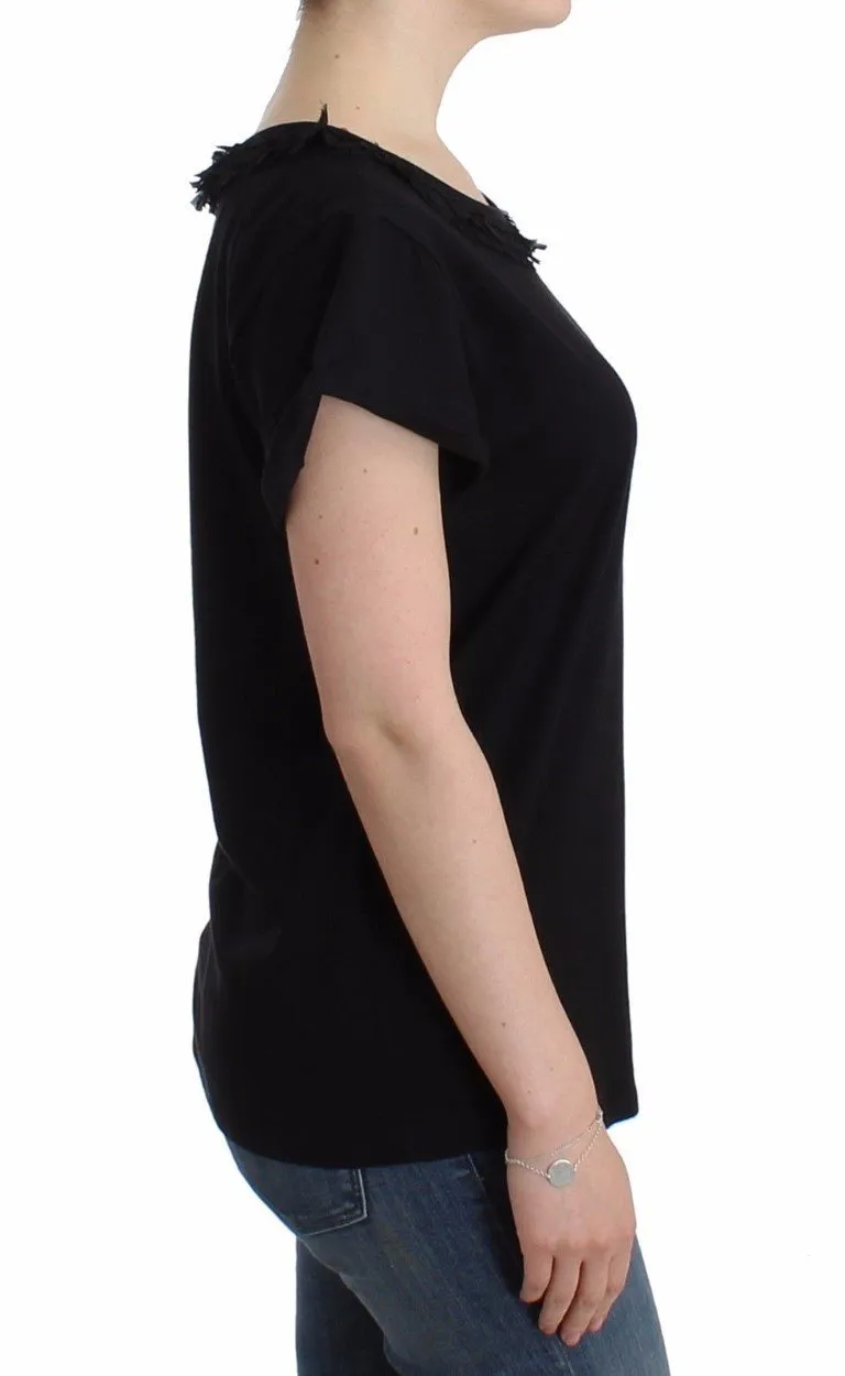 Black cotton shortsleeved top