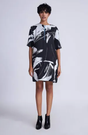 Black printed tazaki shift dress