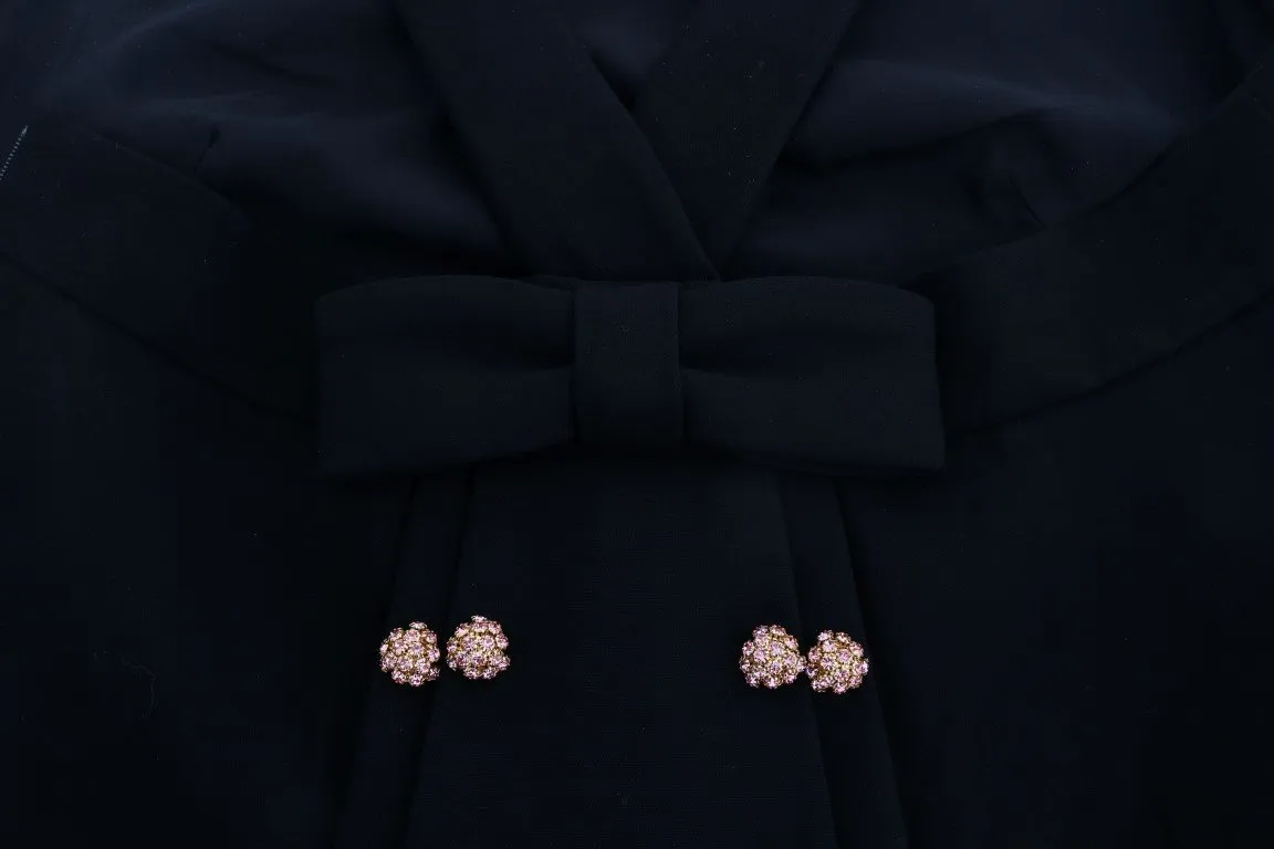 Black Wool Stretch Crystal Shift Dress
