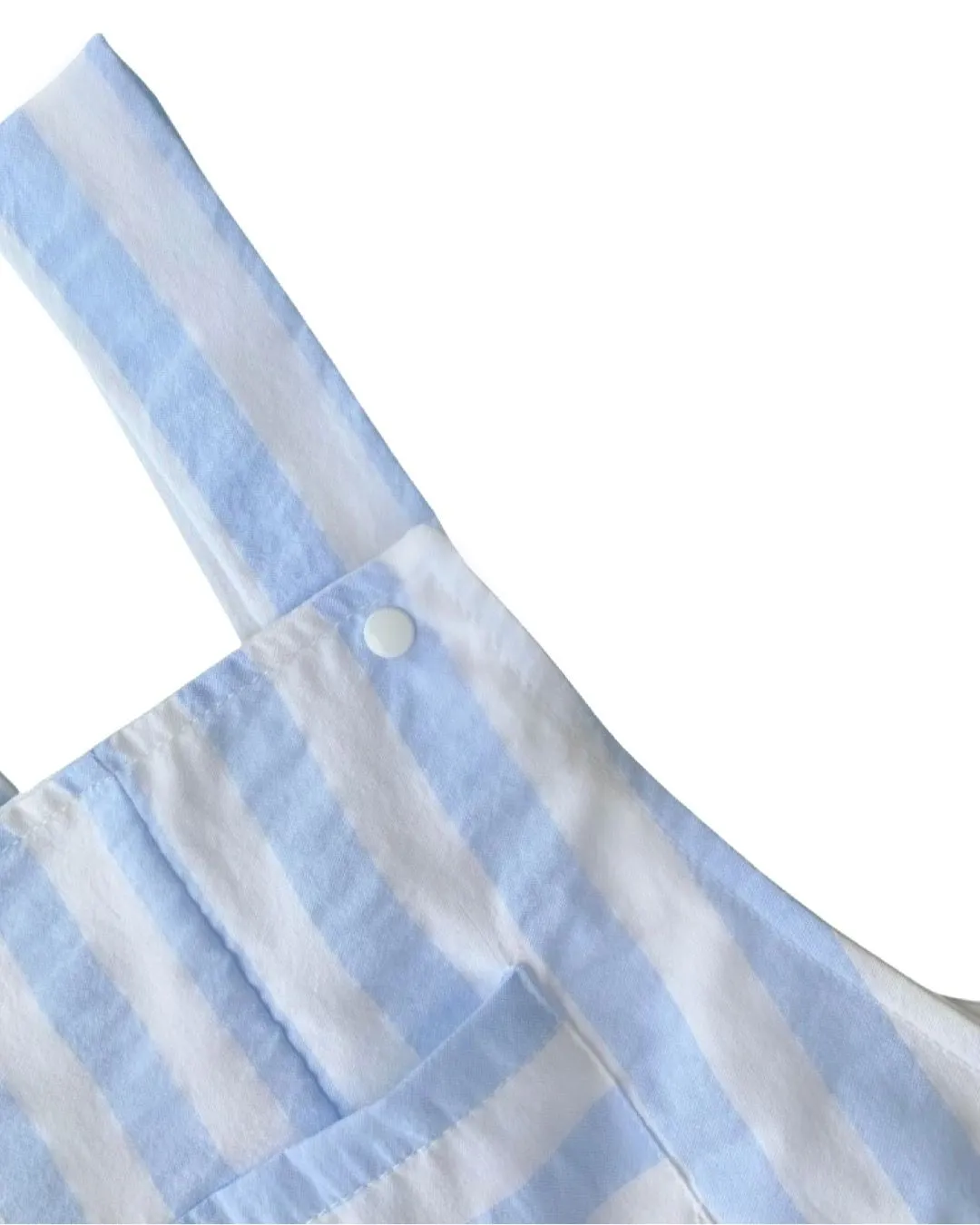 Blue & White Cotton Stripe Dungarees