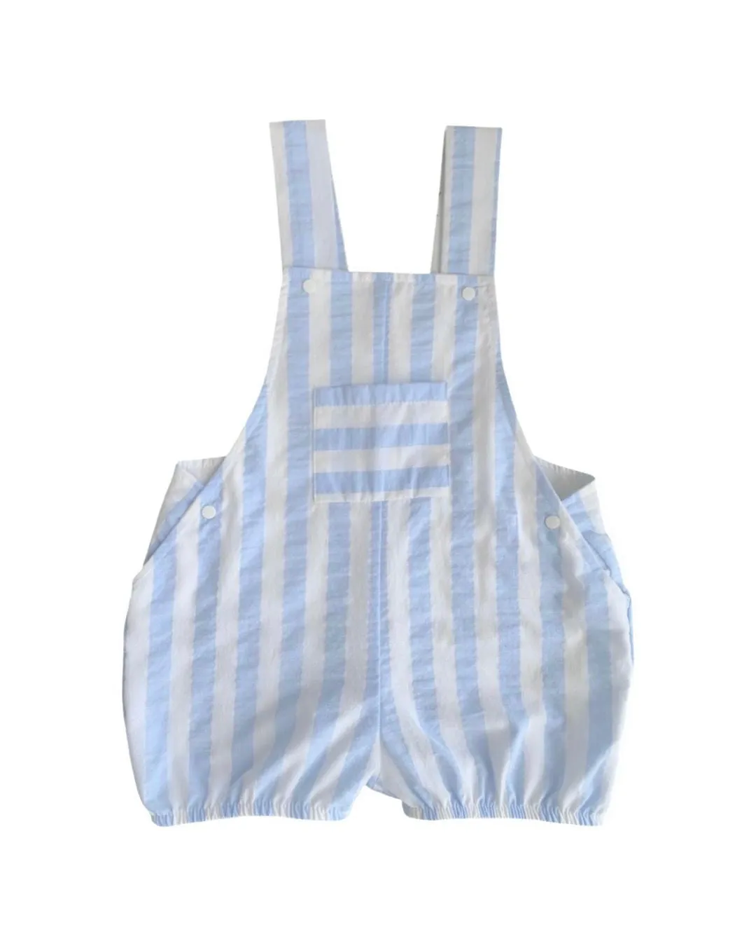 Blue & White Cotton Stripe Dungarees