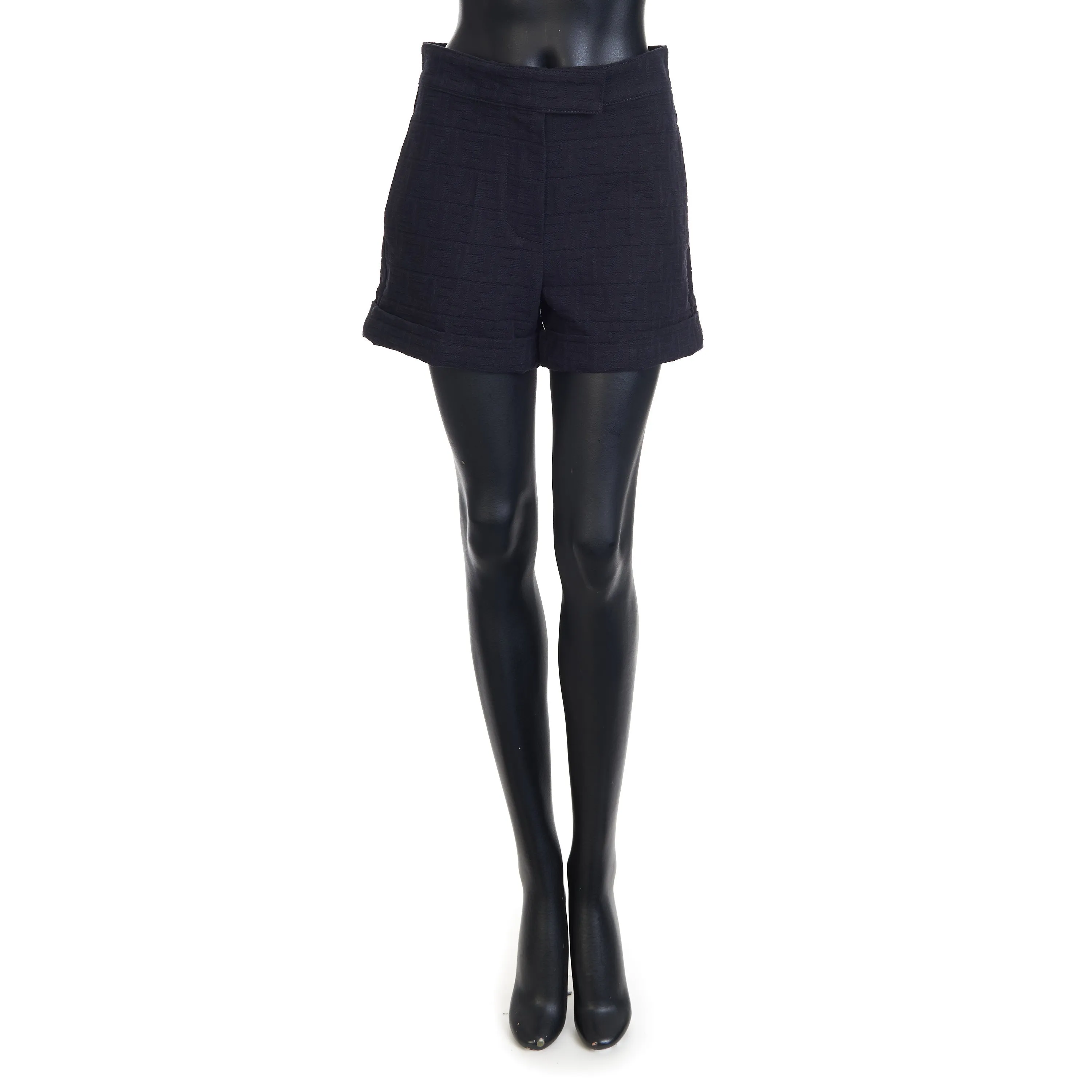 Blue Jacquard Denim Shorts