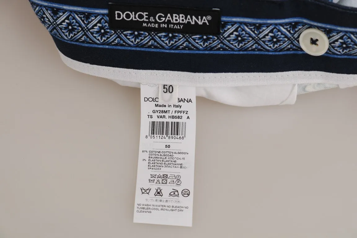 Blue White Taormina Print Shorts