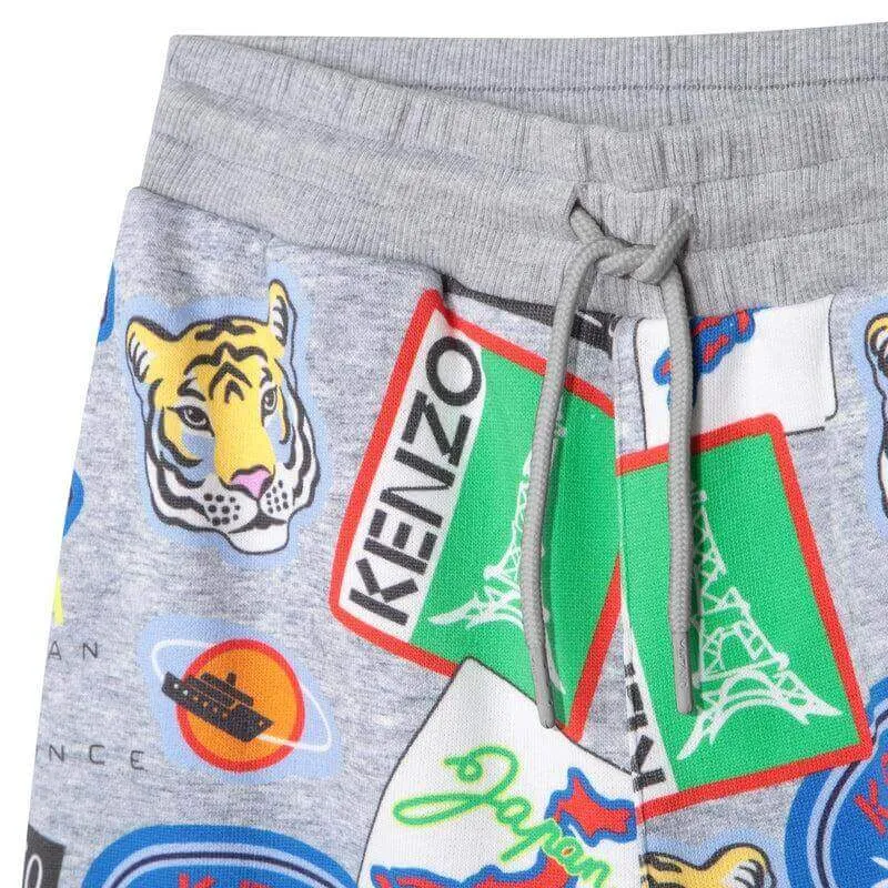 Boys Grey Cotton Logo Badge Shorts