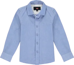 Boys Smart Blue Cotton Long Sleeved Shirt