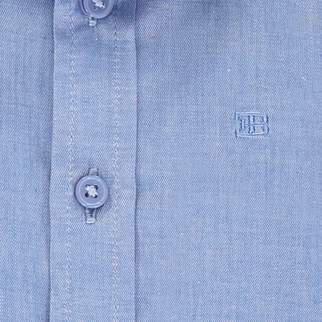 Boys Smart Blue Cotton Long Sleeved Shirt