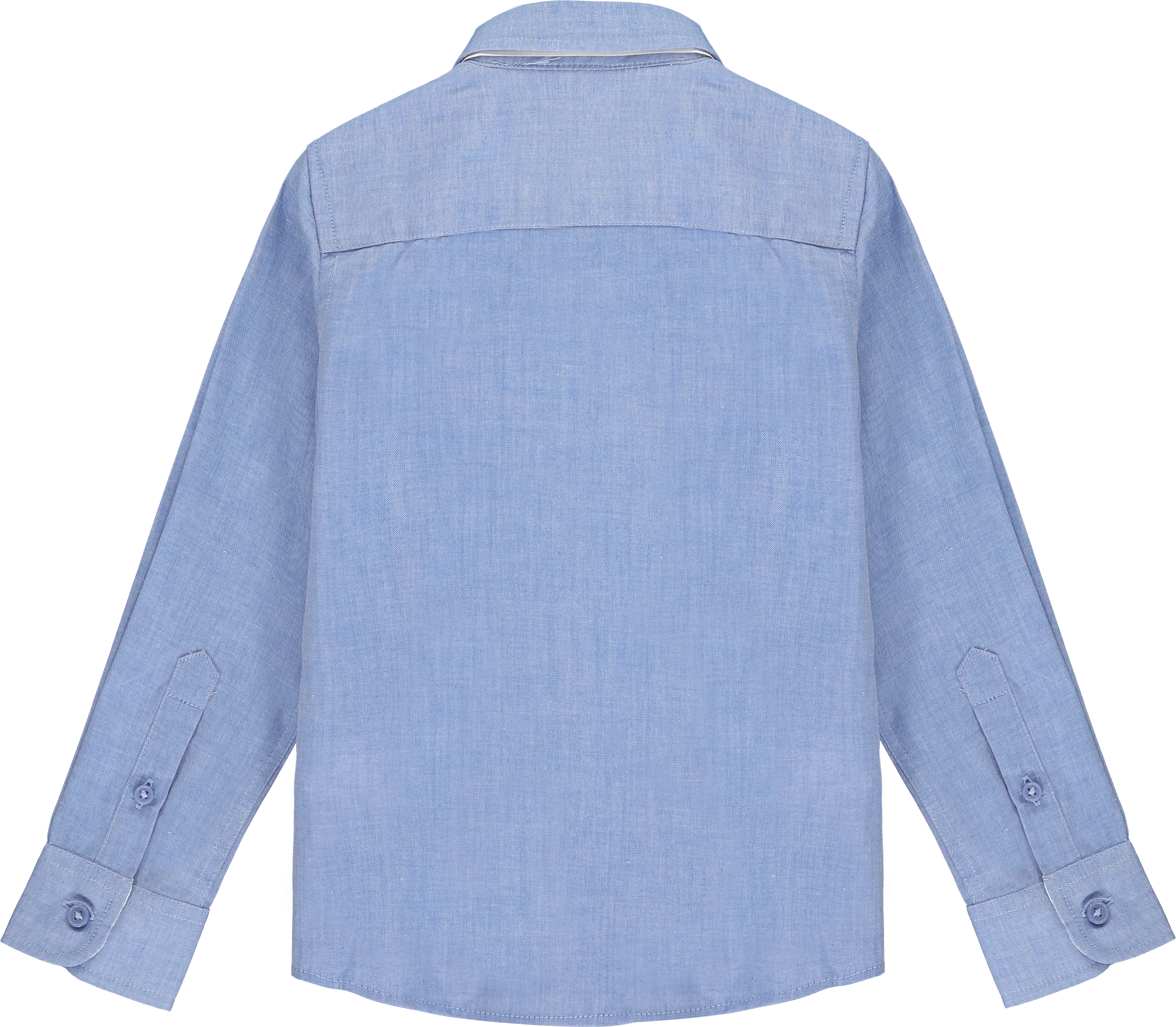 Boys Smart Blue Cotton Long Sleeved Shirt