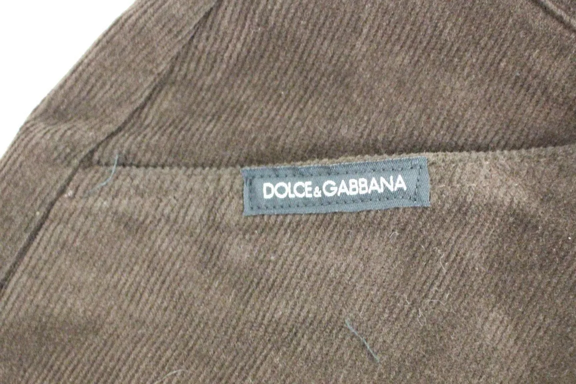 Brown Cotton Cropped Corduroys Jeans Pants