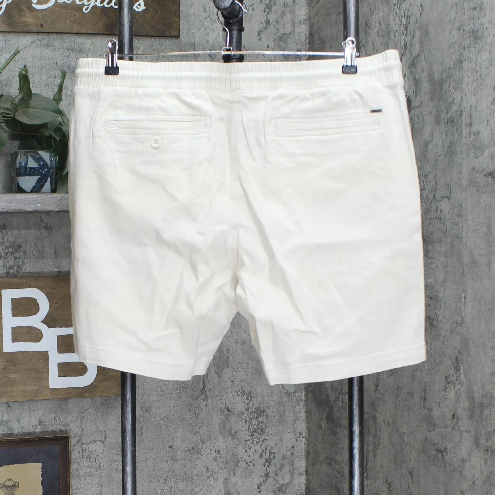 Buffalo David Bitton Men's Higgers Cotton Twill Blend Shorts Milk Off White 38