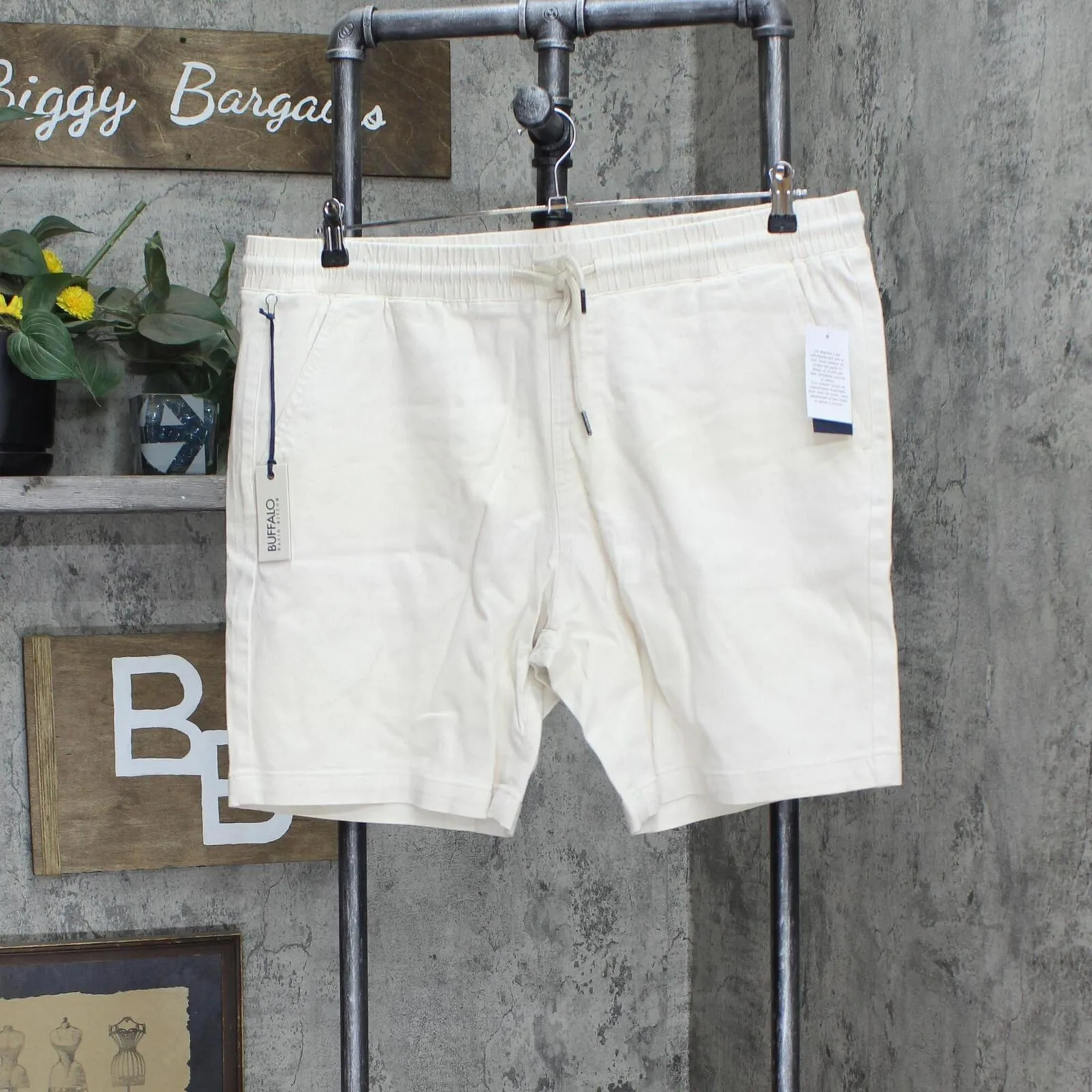 Buffalo David Bitton Men's Higgers Cotton Twill Blend Shorts Milk Off White 38