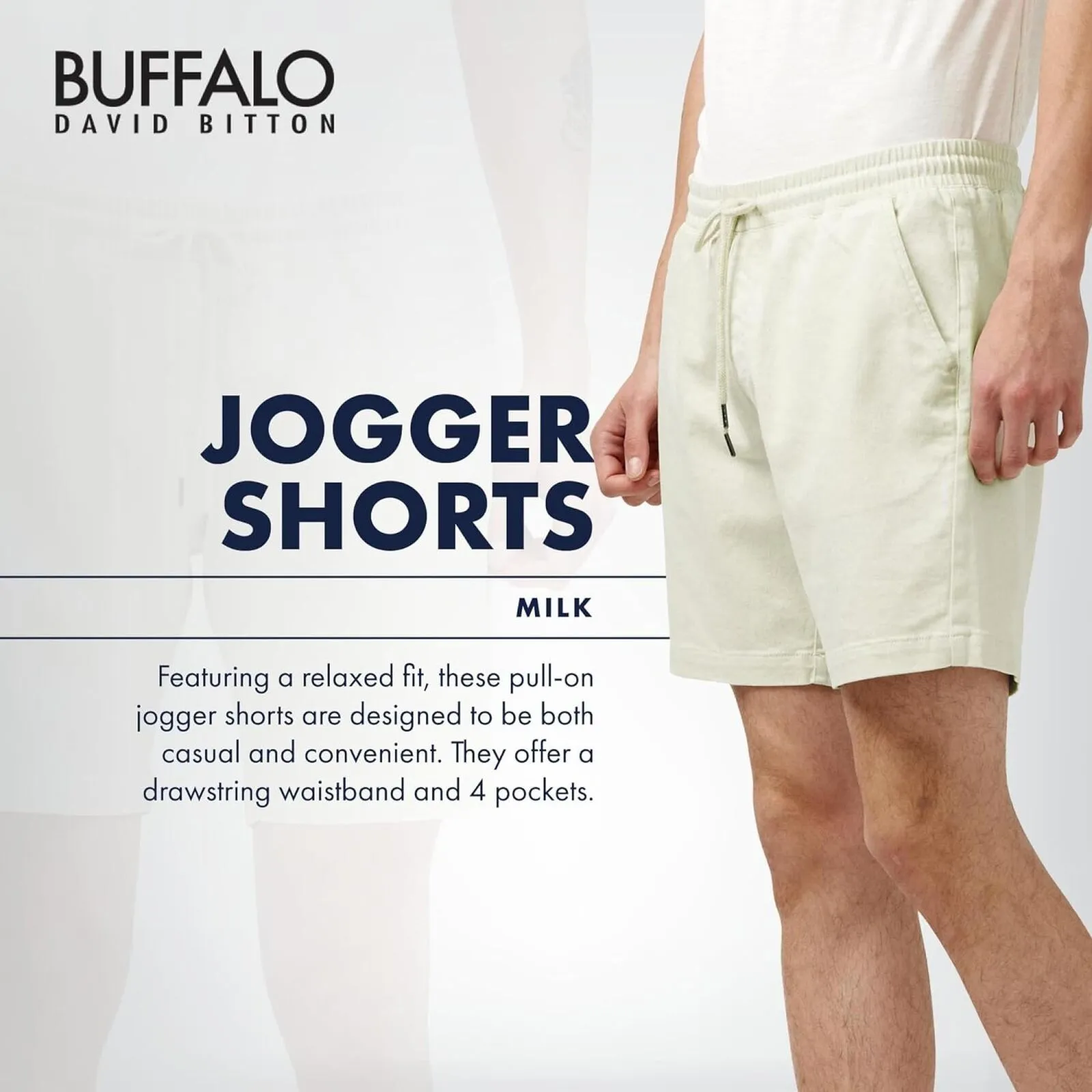 Buffalo David Bitton Men's Higgers Cotton Twill Blend Shorts Milk Off White 38