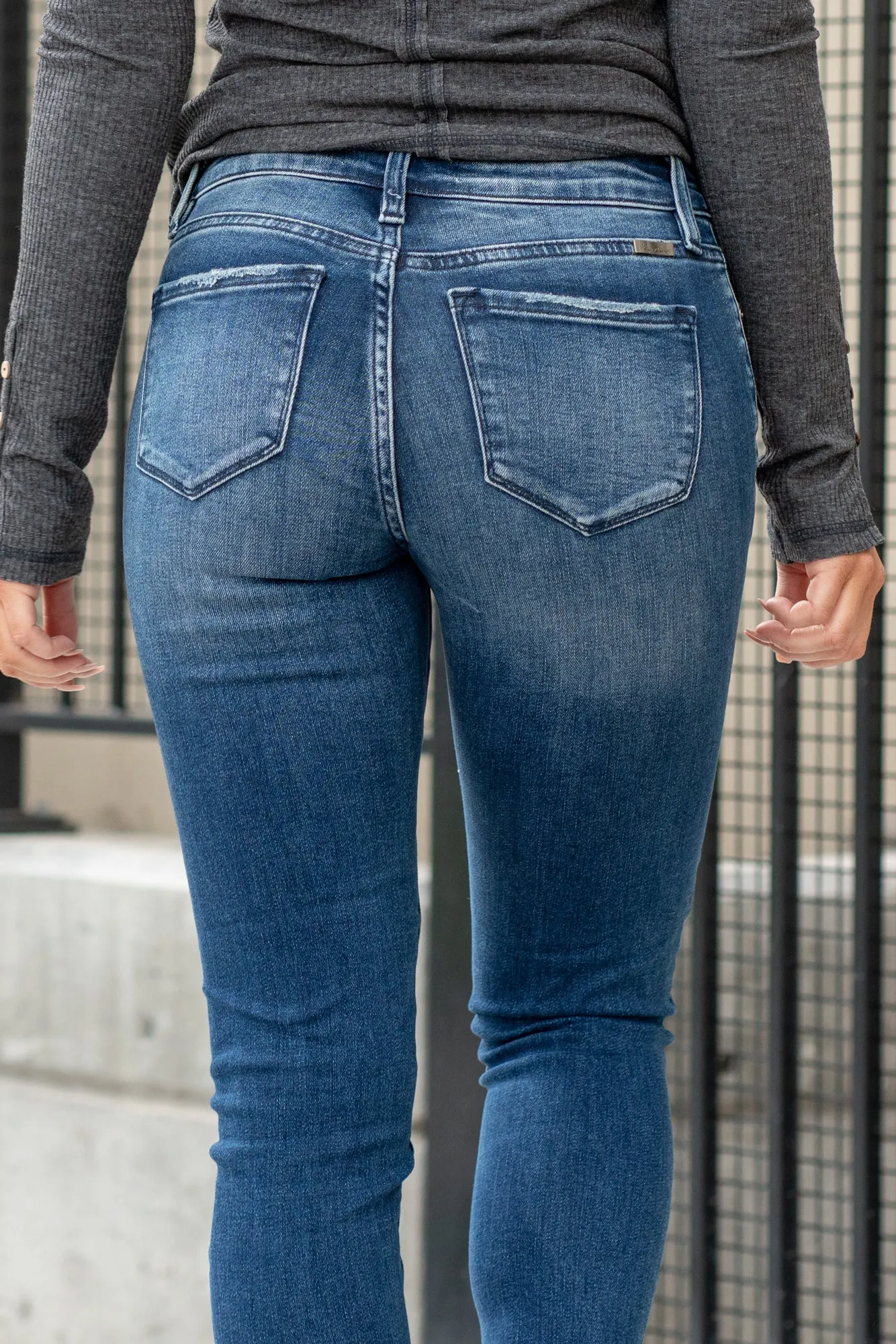 Buffalo Plaid Mid Rise Skinny