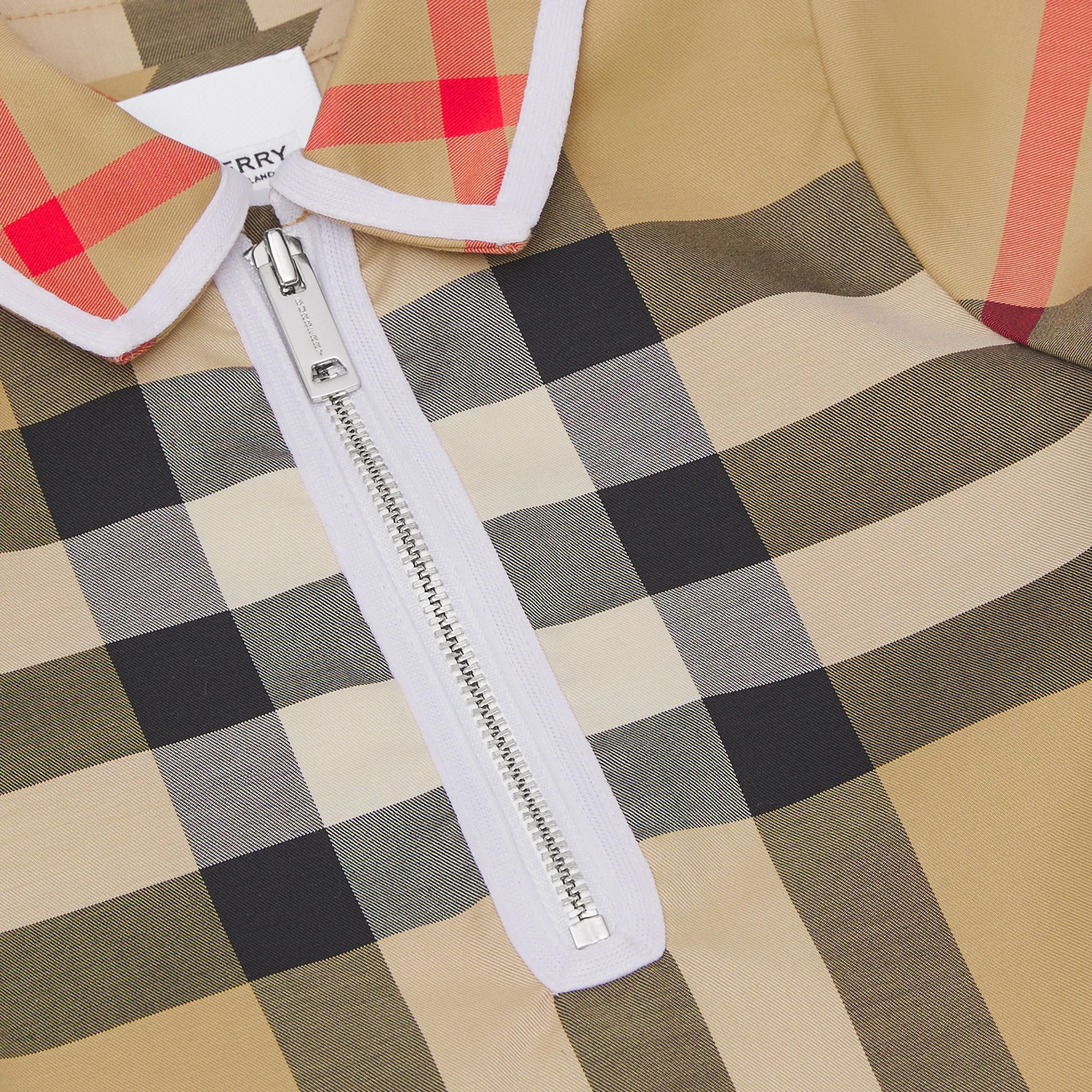 Burberry Baby Check Stretch Cotton Zip-front Shirt
