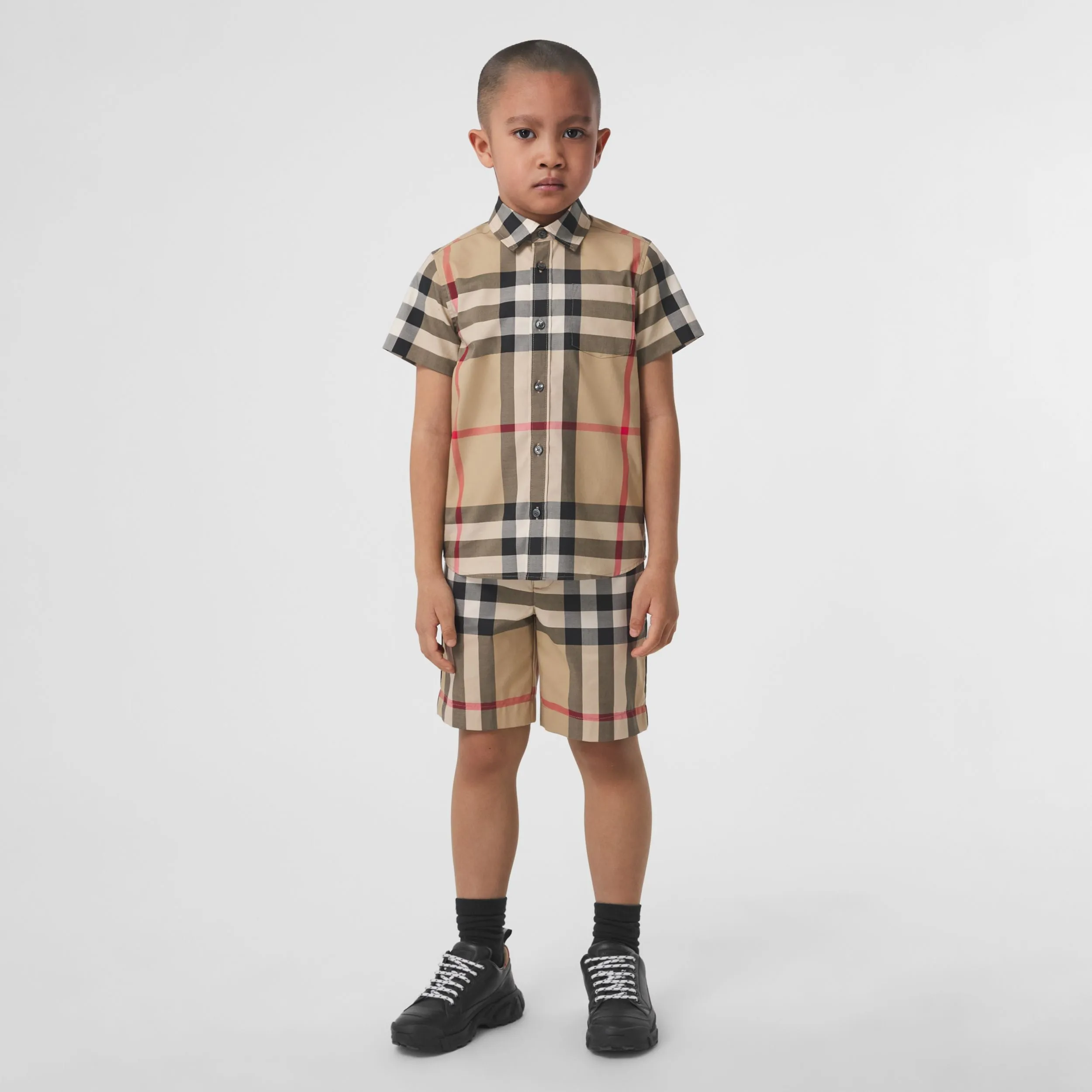 Burberry Short-sleeve Check Stretch Cotton Shirt