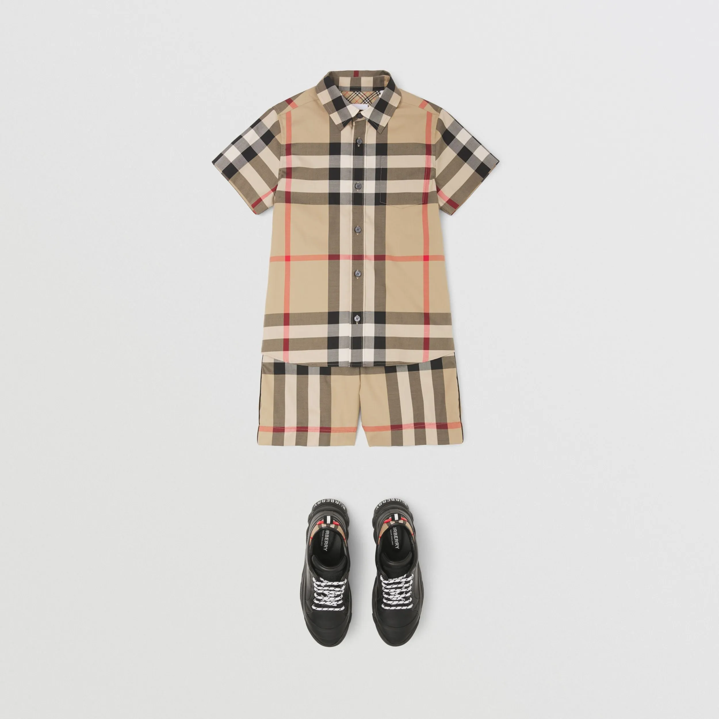Burberry Short-sleeve Check Stretch Cotton Shirt