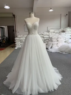 BYG spaghetti strap wedding dress for bride