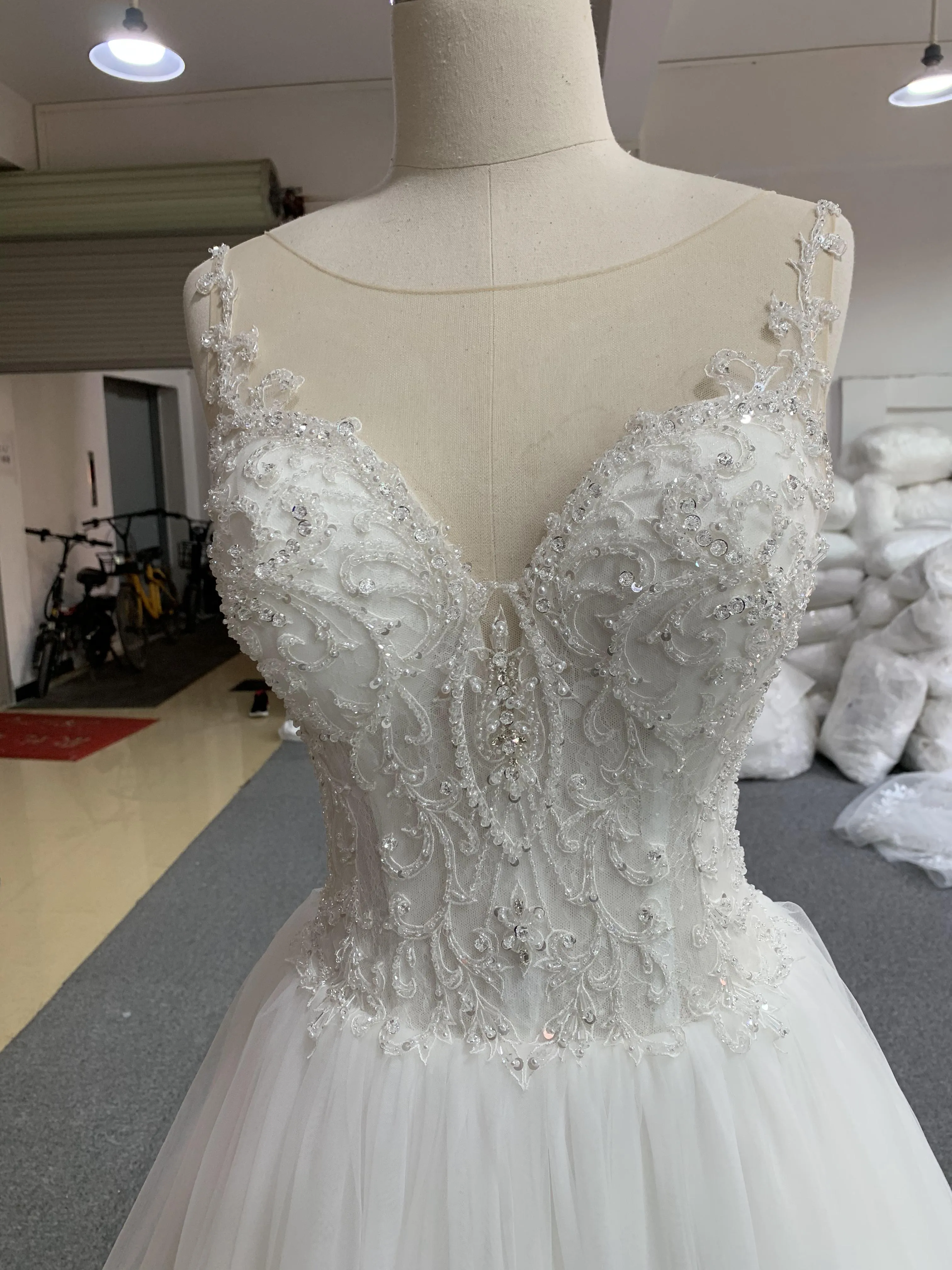 BYG spaghetti strap wedding dress for bride