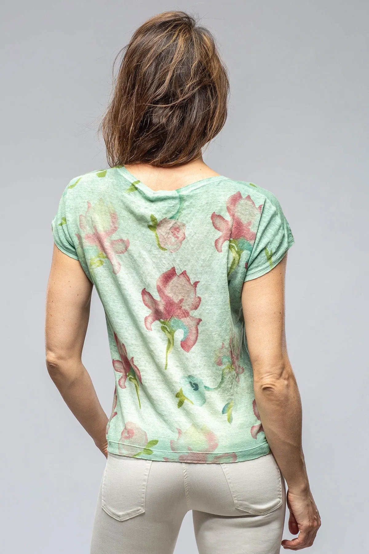 Candi V-Neck Linen T-Shirt In Jade