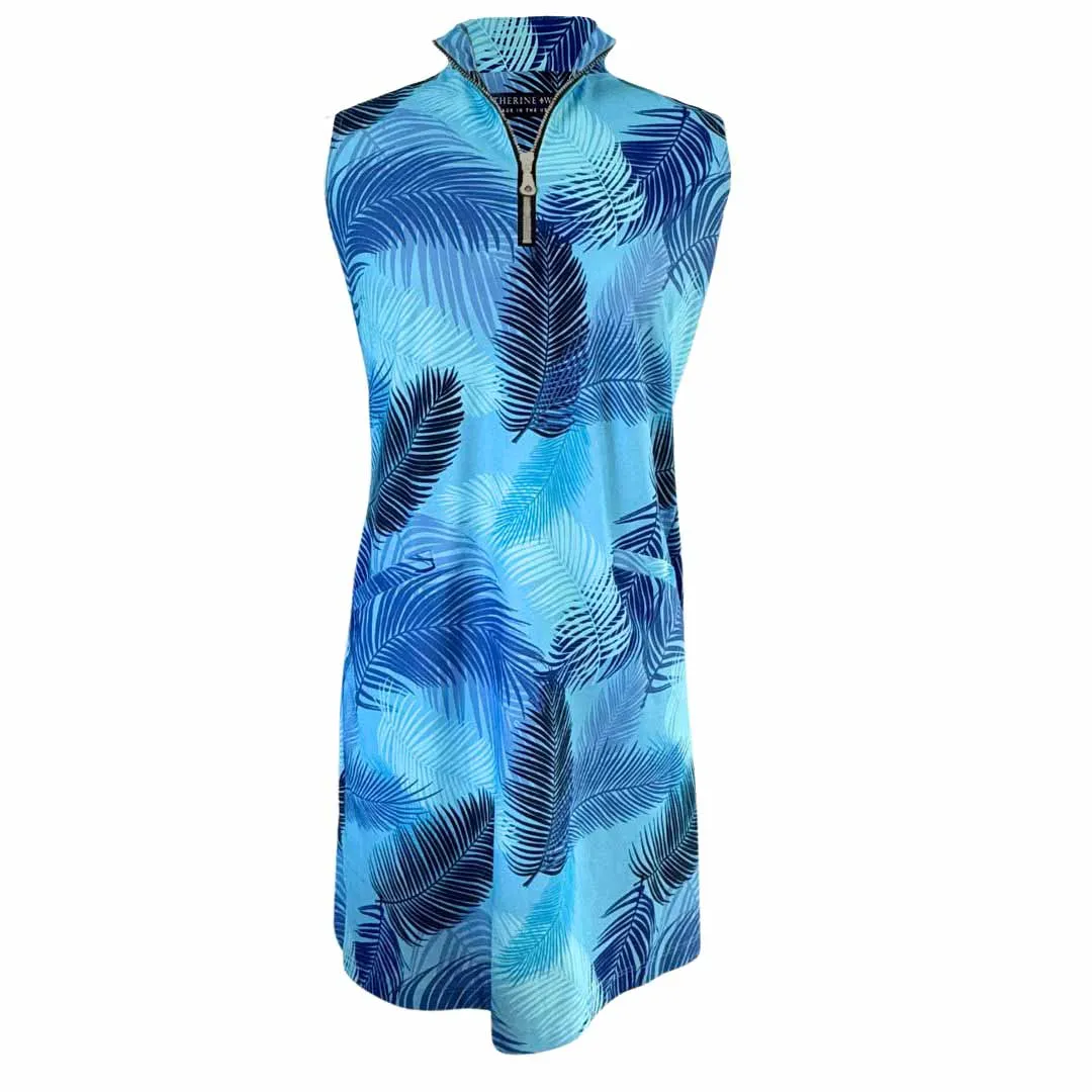 Caswell Dress in Indigo Palms