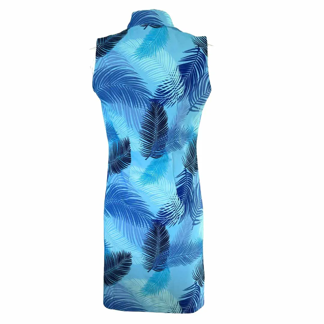 Caswell Dress in Indigo Palms