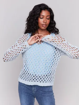 Charlie B Fancy Yarn Fishnet Sweater Denim