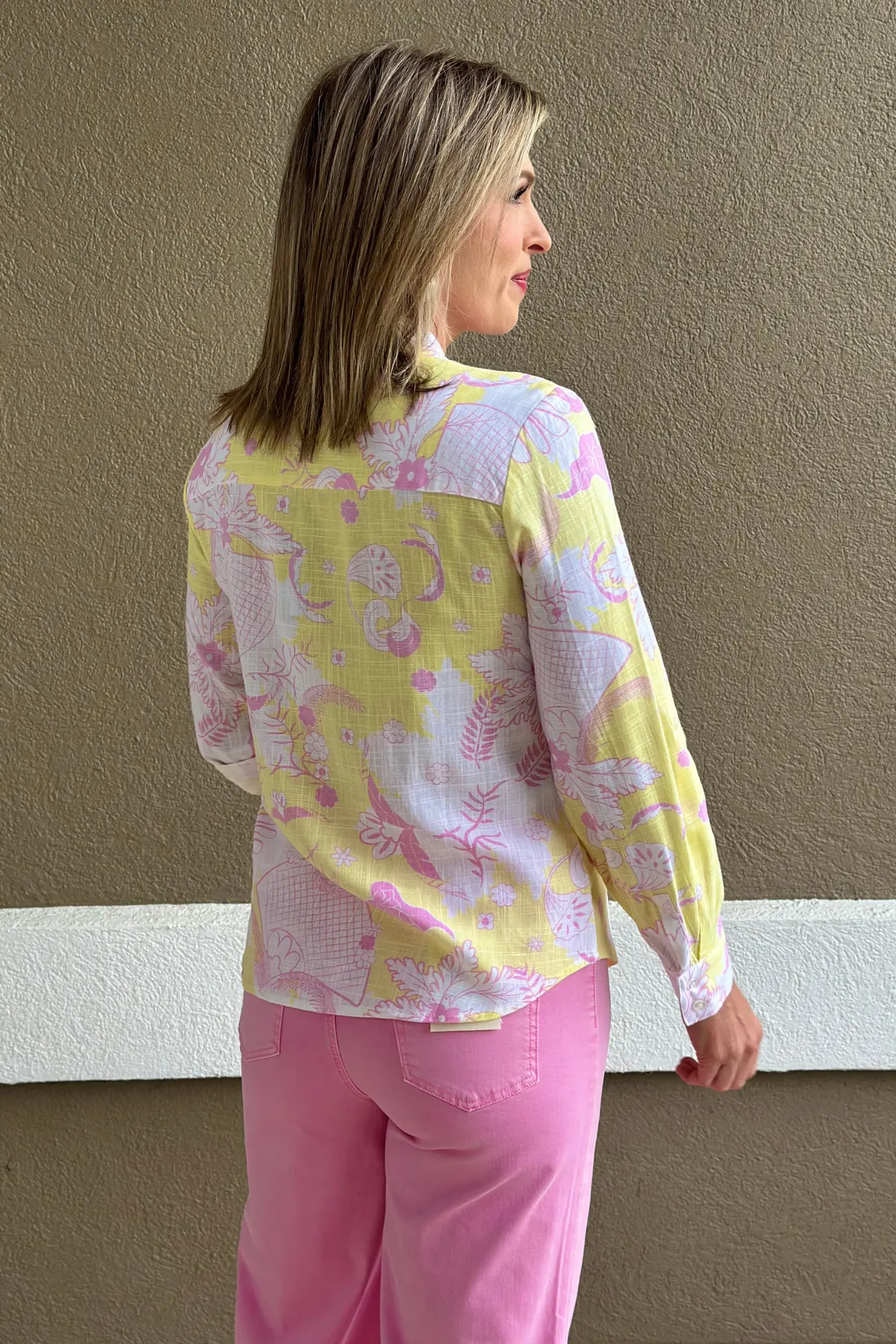 Charlie B Lemonade Printed Roll-Up Sleeve Shirt