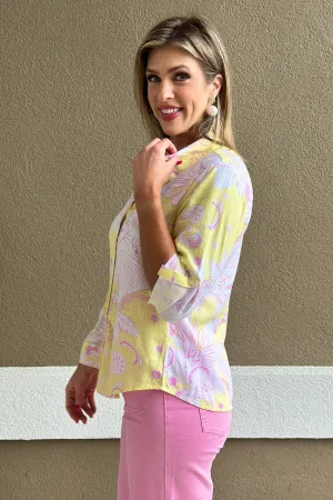 Charlie B Lemonade Printed Roll-Up Sleeve Shirt