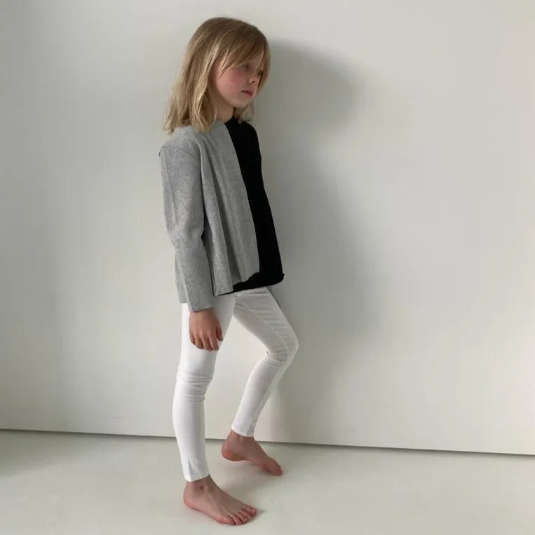 Chia Cotton Rib Cardigan (Light Grey)
